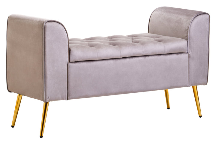 Loretta Mink Velvet Ottoman Bench with Storage