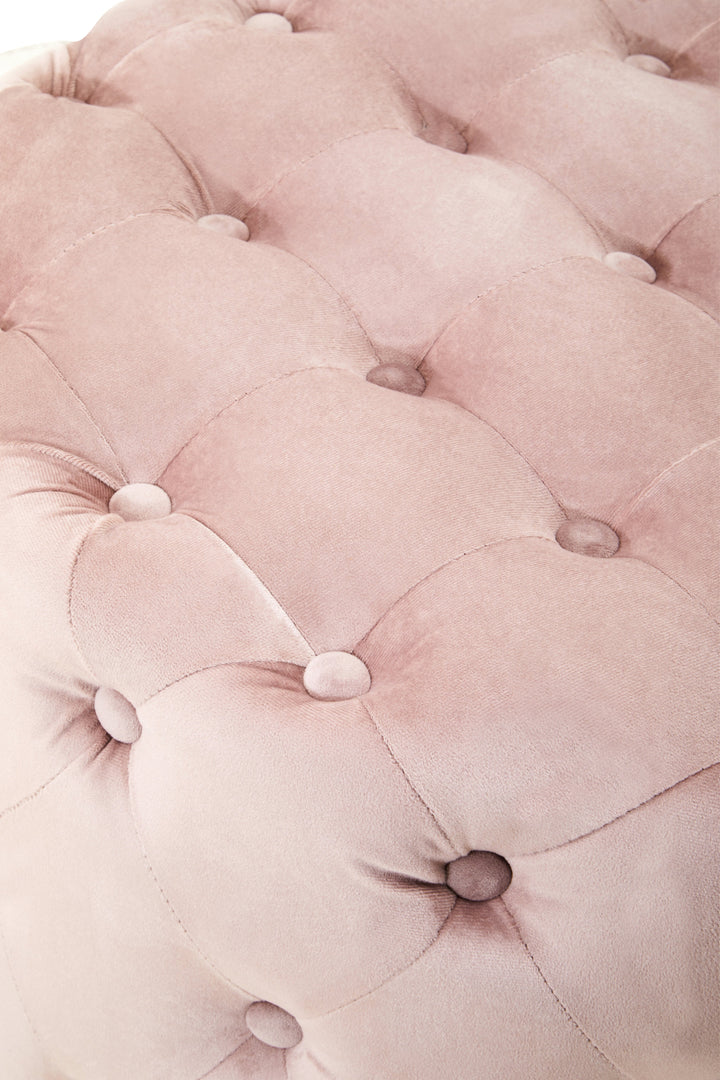 Loretta Dusky Pink Velvet Stool with Gold Base