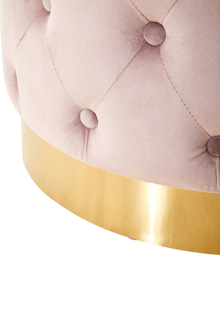 Loretta Dusky Pink Velvet Stool with Gold Base