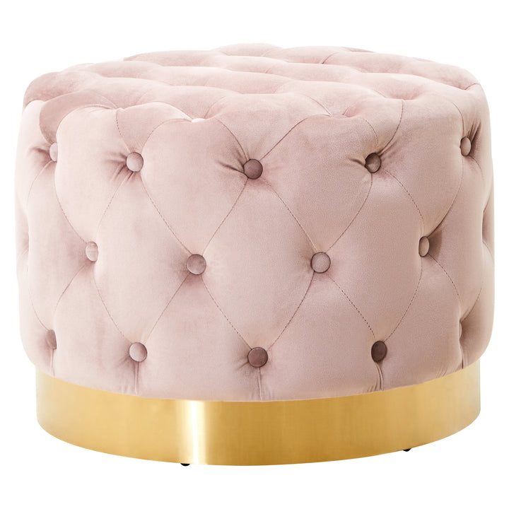 Loretta Dusky Pink Velvet Stool with Gold Base