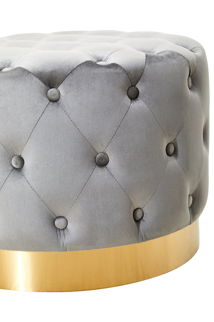 Loretta Grey Velvet Stool with Gold Base