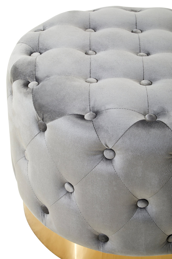 Loretta Grey Velvet Stool with Gold Base