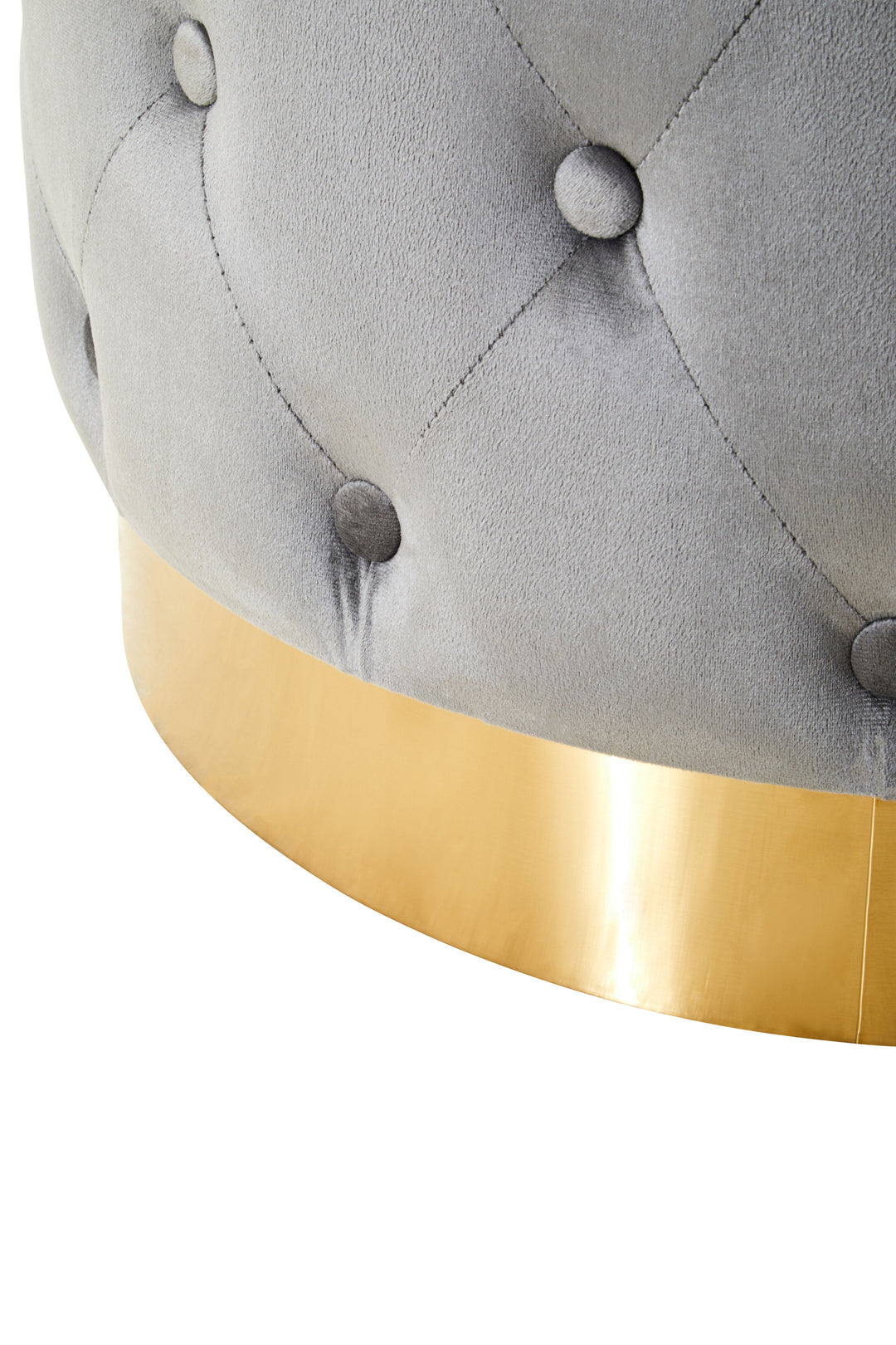 Loretta Grey Velvet Stool with Gold Base