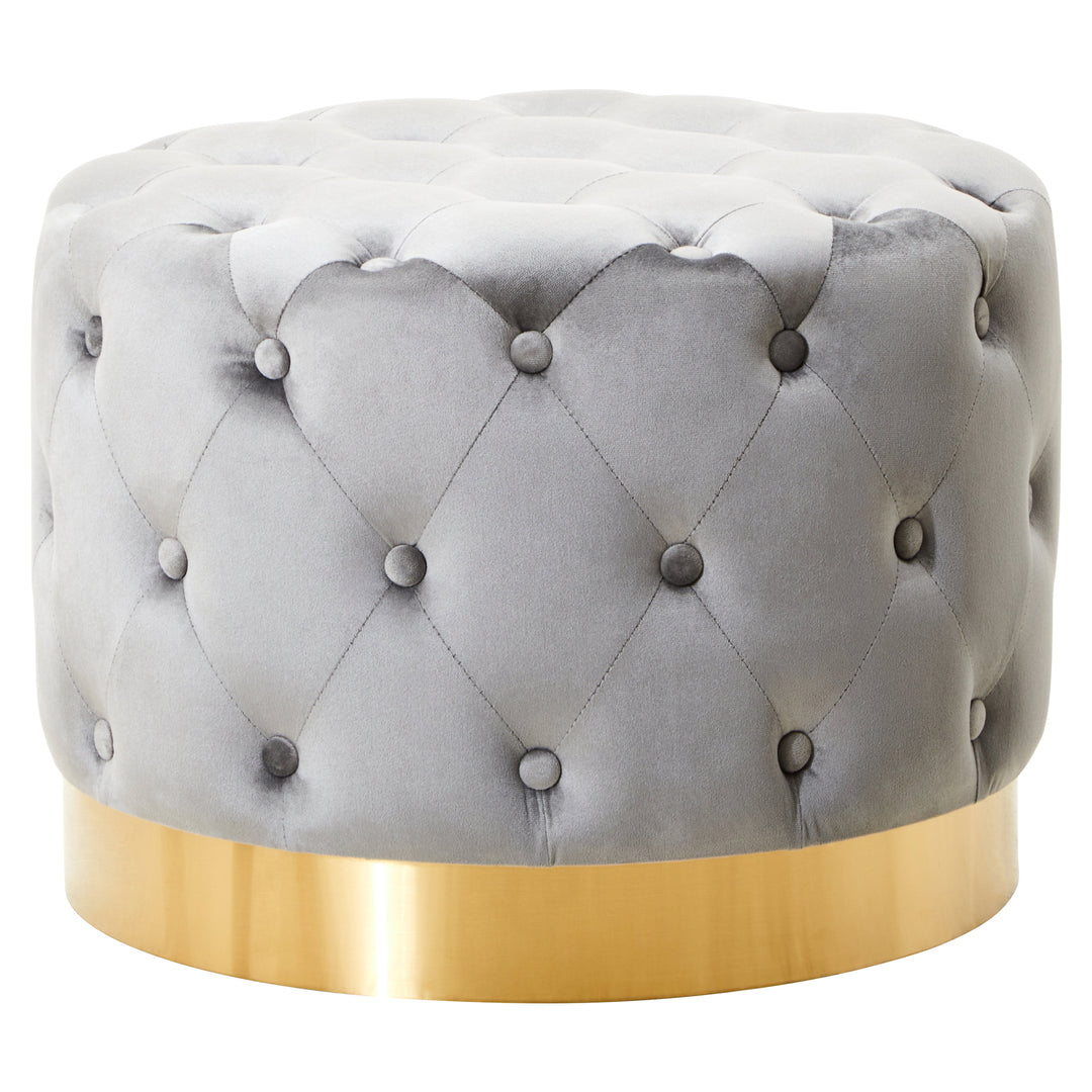 Loretta Grey Velvet Stool with Gold Base