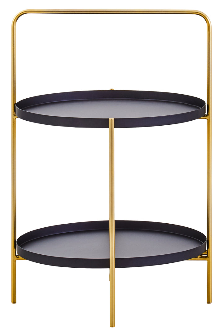 Trosa Side Table – Two Tier in Black and Gold Finish