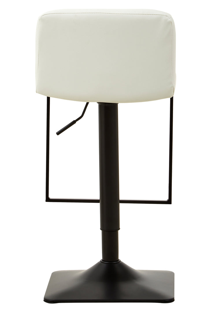 Baina White Leather & Black Base Bar Chair