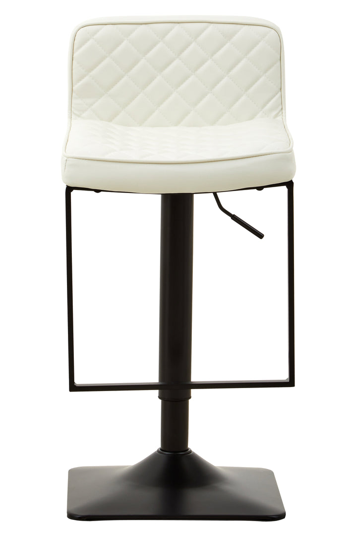 Baina White Leather & Black Base Bar Chair