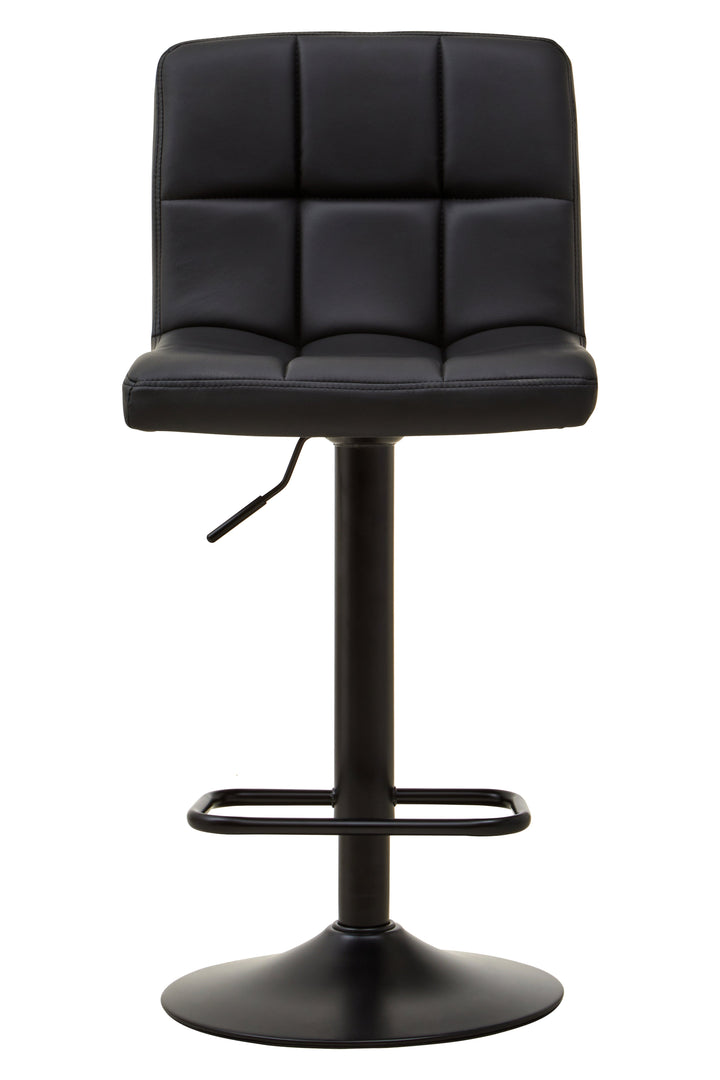 Baina Black Quilted Leather Bar Stool