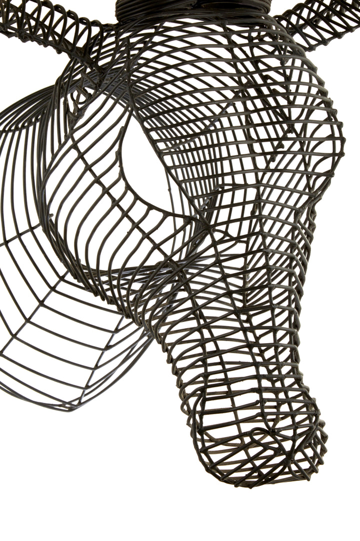 Zania Antelope Head Sculpture in Black Wire Frame