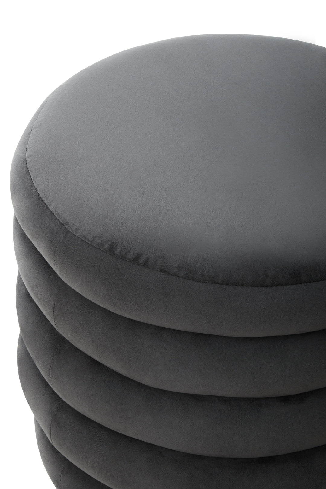Helen Round Footstool in Graphite Velvet Upholstery