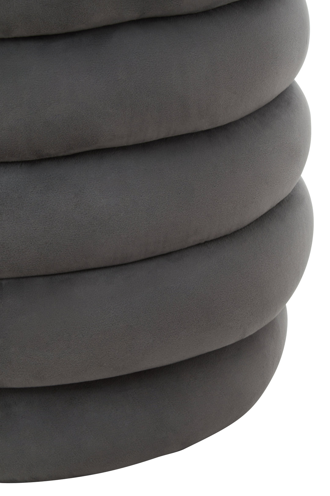 Helen Round Footstool in Graphite Velvet Upholstery