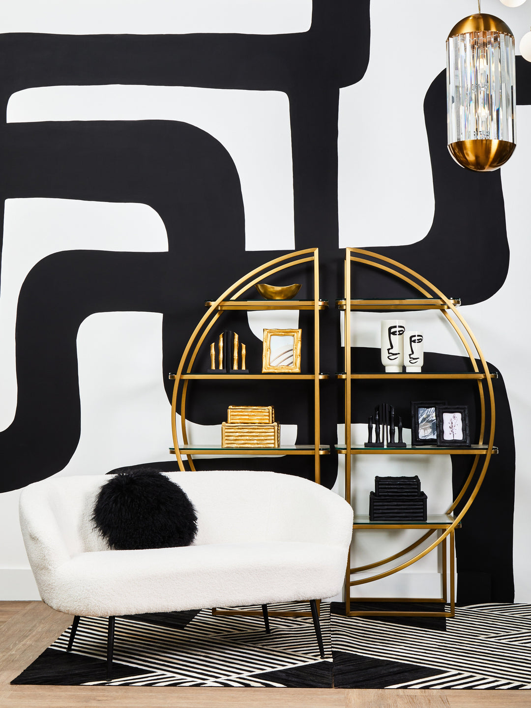Vogue Left Half Moon Shelf Unit in Metal Frame