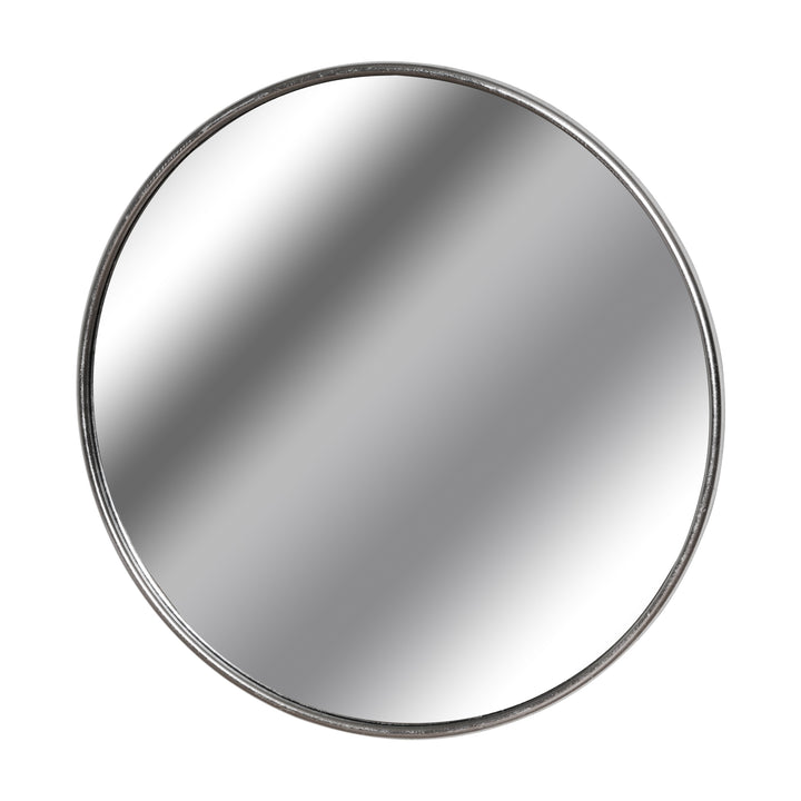 Silver Foil Circular Metal Wall Mirror, Large