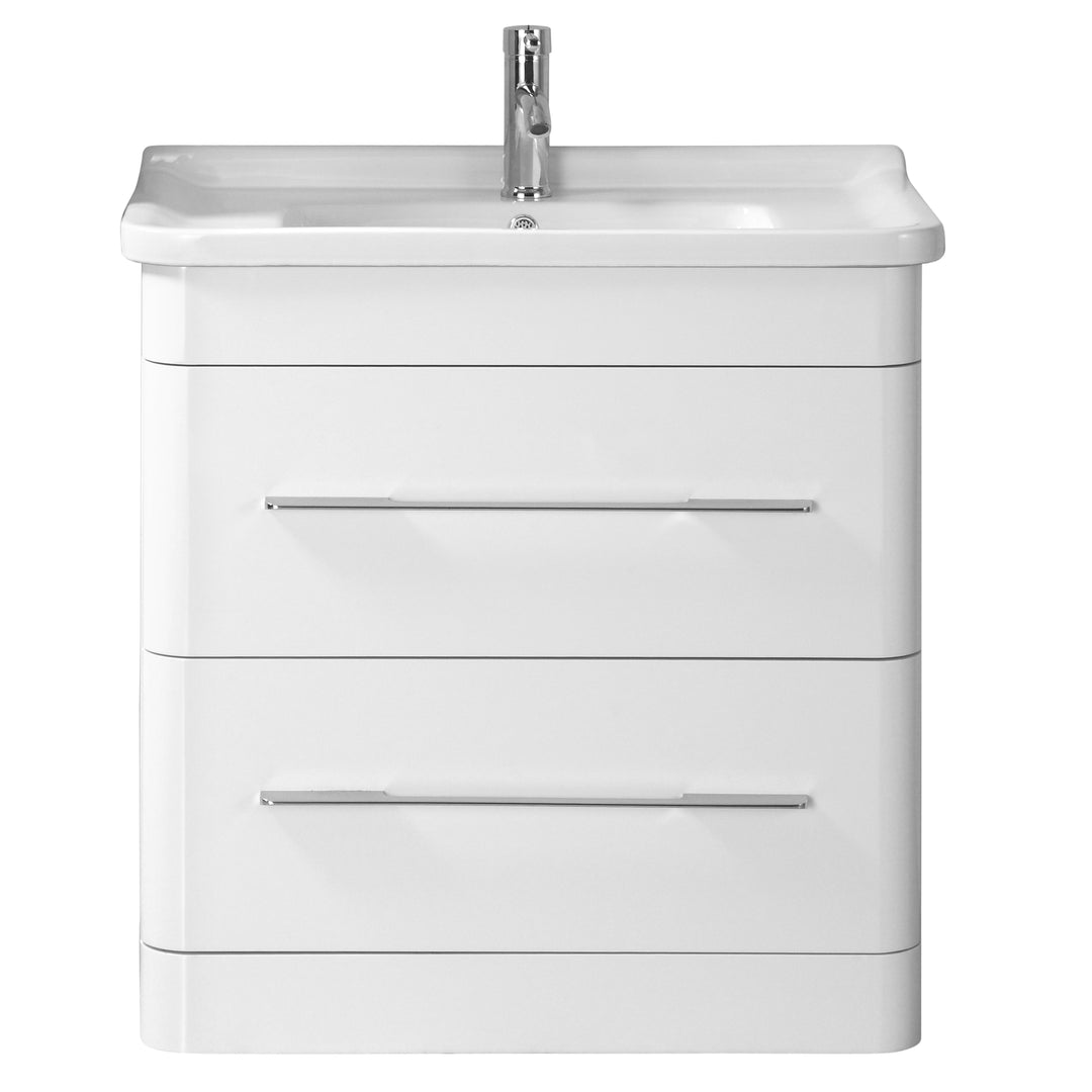 Savannah White Hi Gloss Under Basin Two Drawer Cabinet