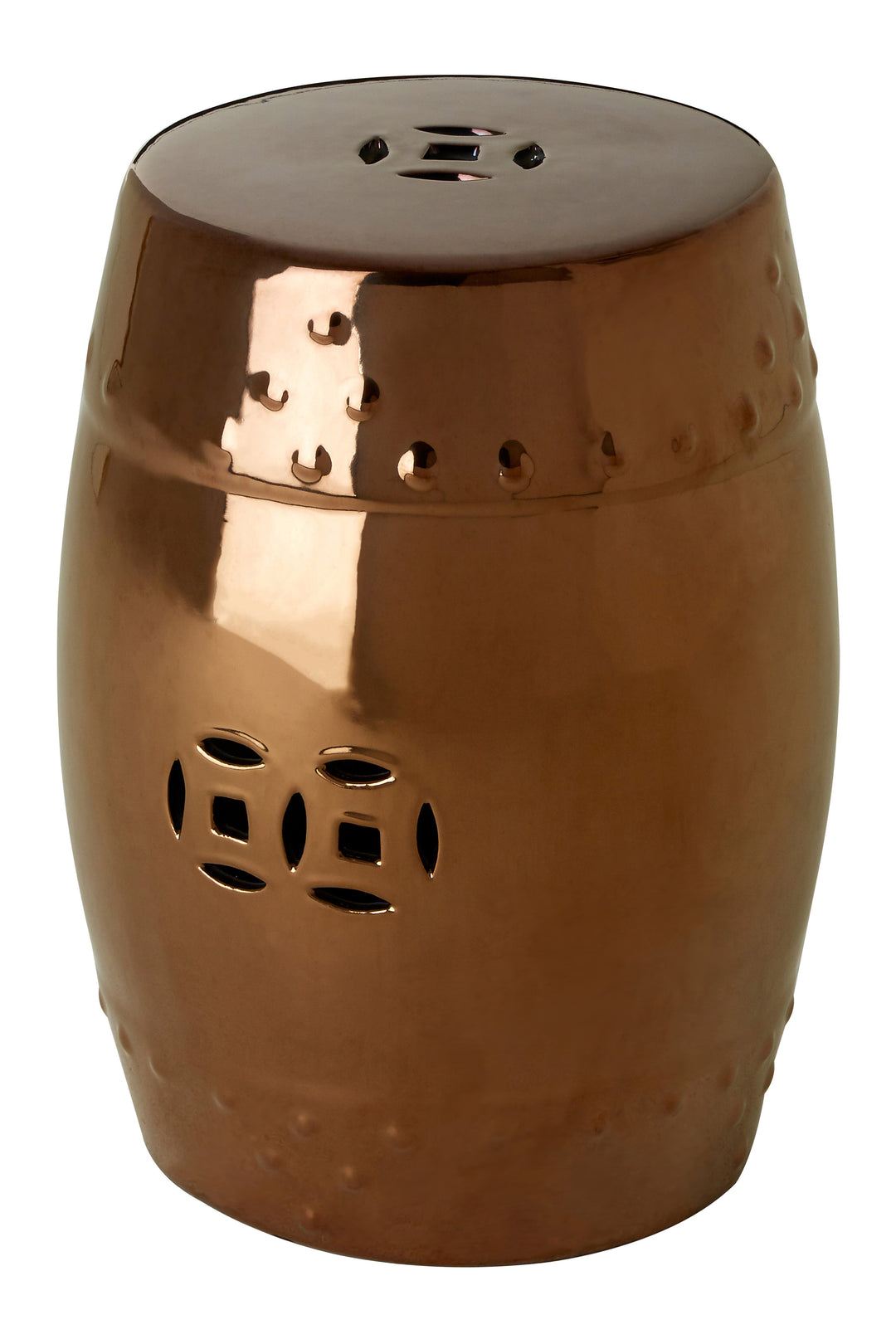 Torcello Copper Finish Accent Table with Matching Stool