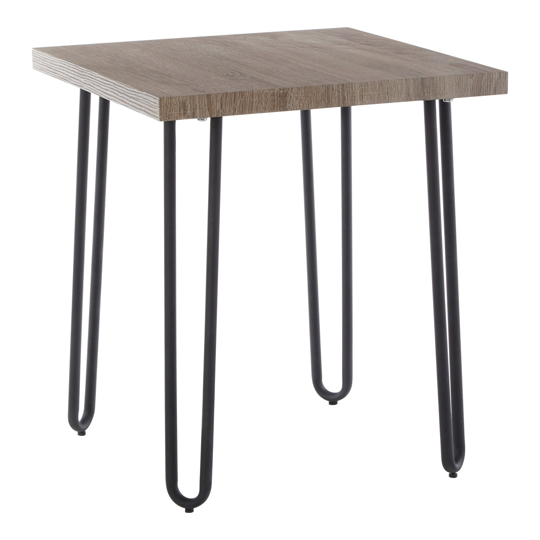 Borough Side Table with Wooden Top and Hairpin Metal Legs
