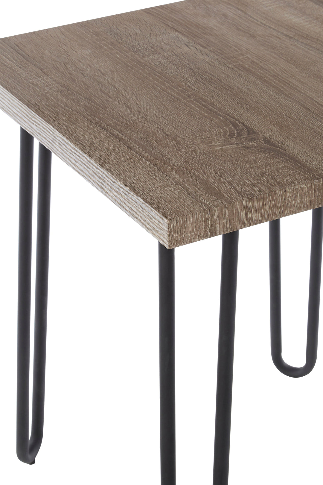 Borough Side Table with Wooden Top and Hairpin Metal Legs