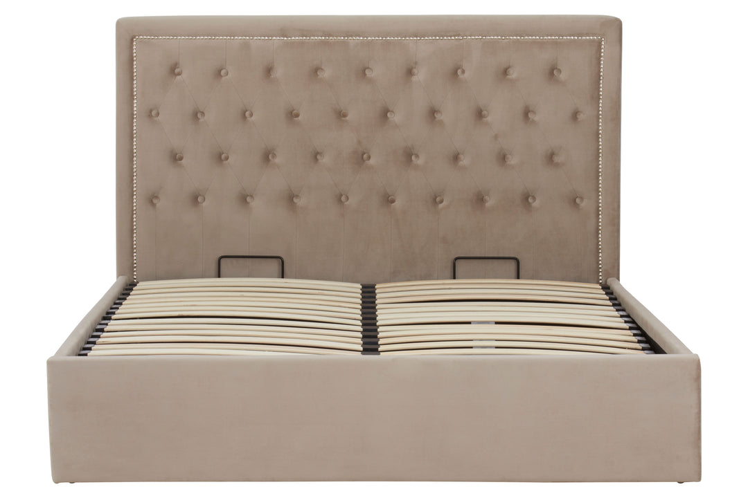Hannah Mink Velvet Ottoman King Bed