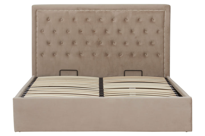 Hannah Mink Velvet Ottoman King Bed