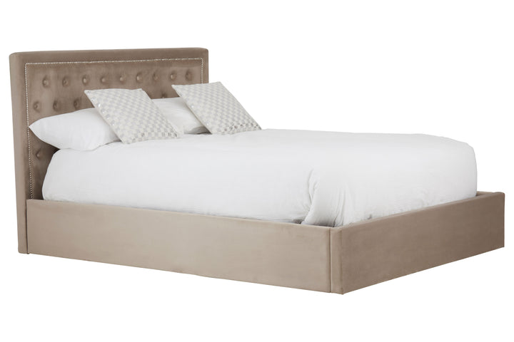 Hannah Mink Velvet Ottoman King Bed