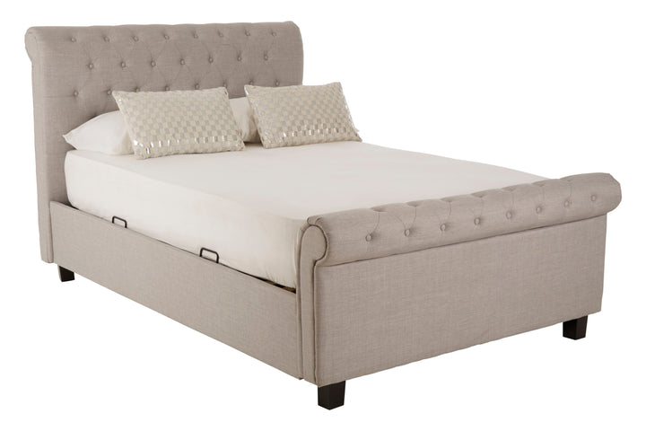 Orlando Ottoman Double Bed in Light Grey Finish
