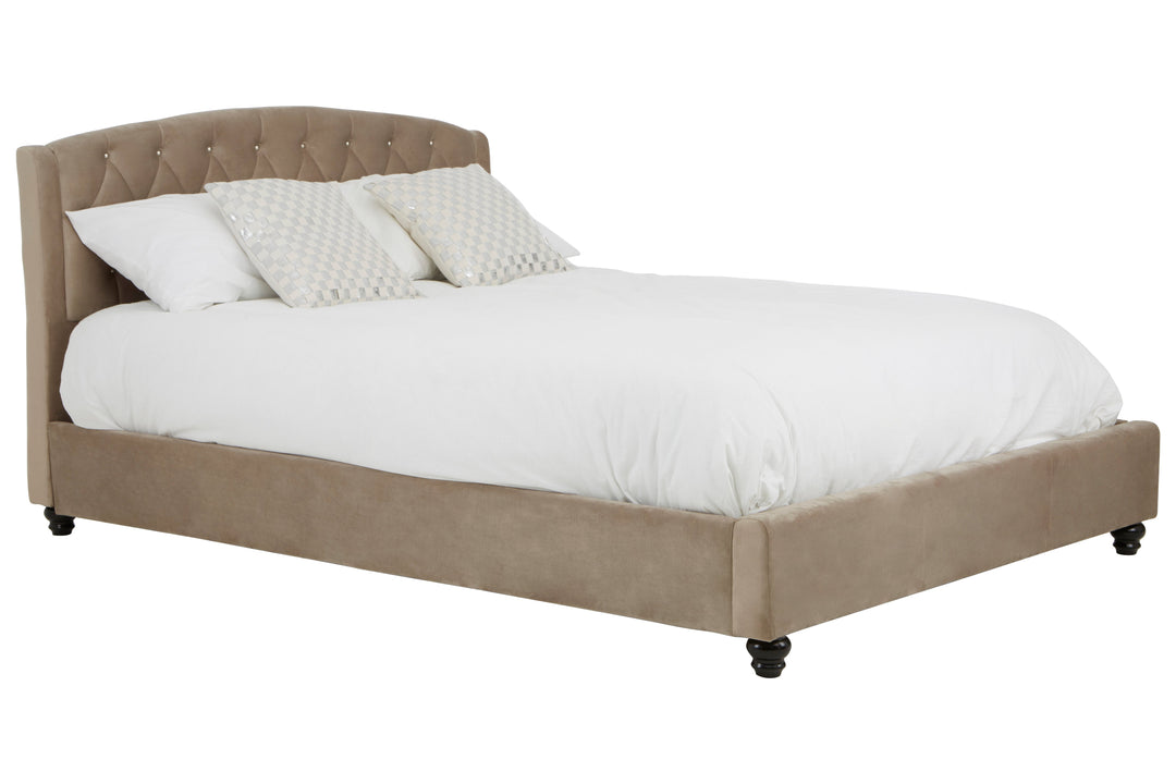 Josephine King Bed in Mink Finish Upholstery