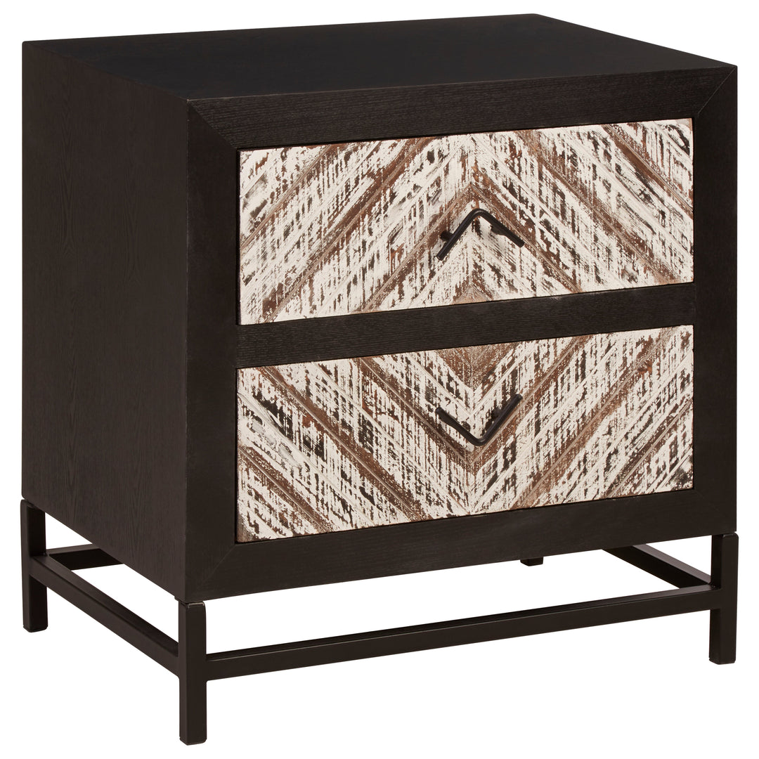 Lombok Bedside Table in Black Finish with 2 Drawers