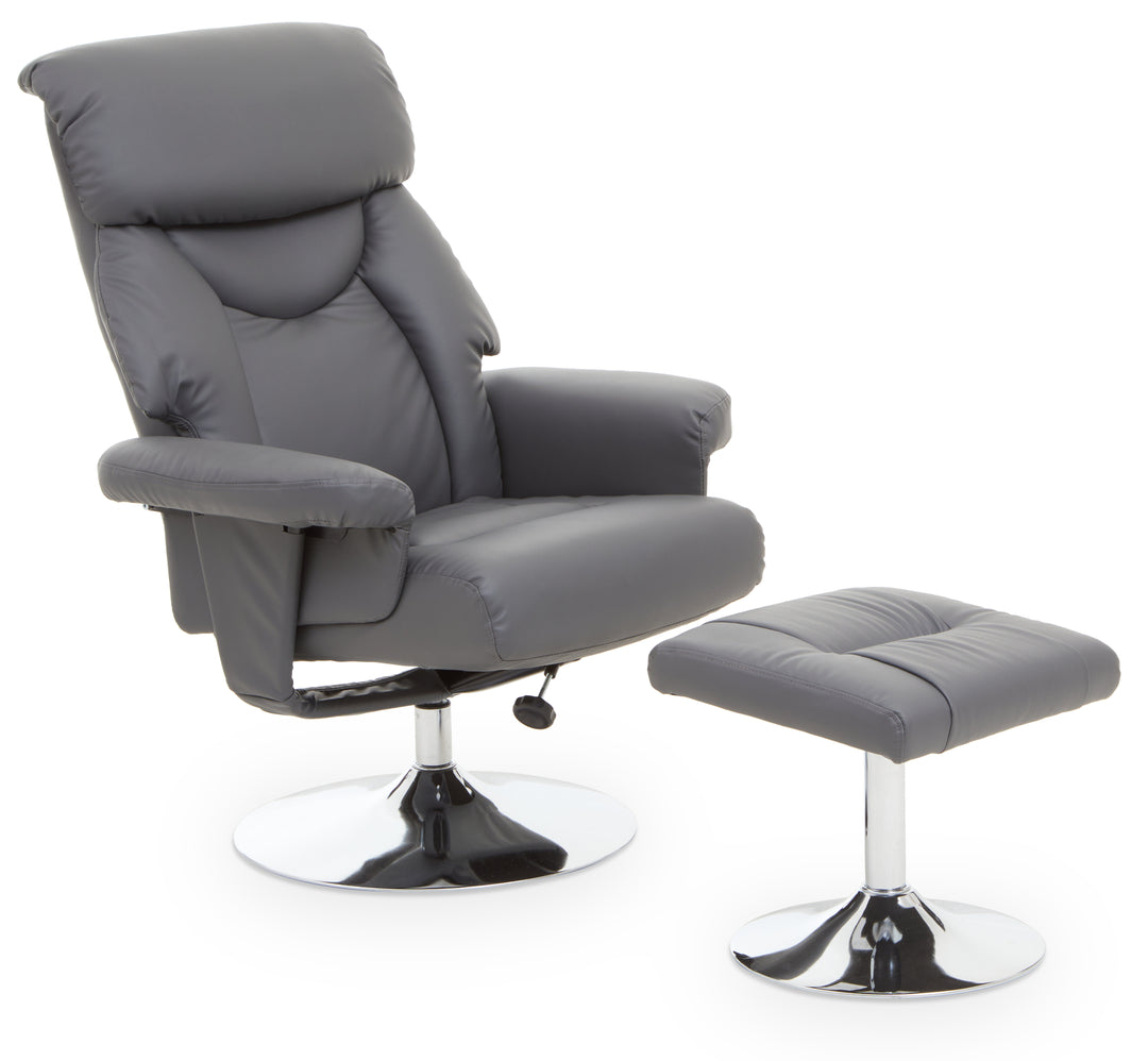 Denton Grey Recliner Chair with Matching Footstool
