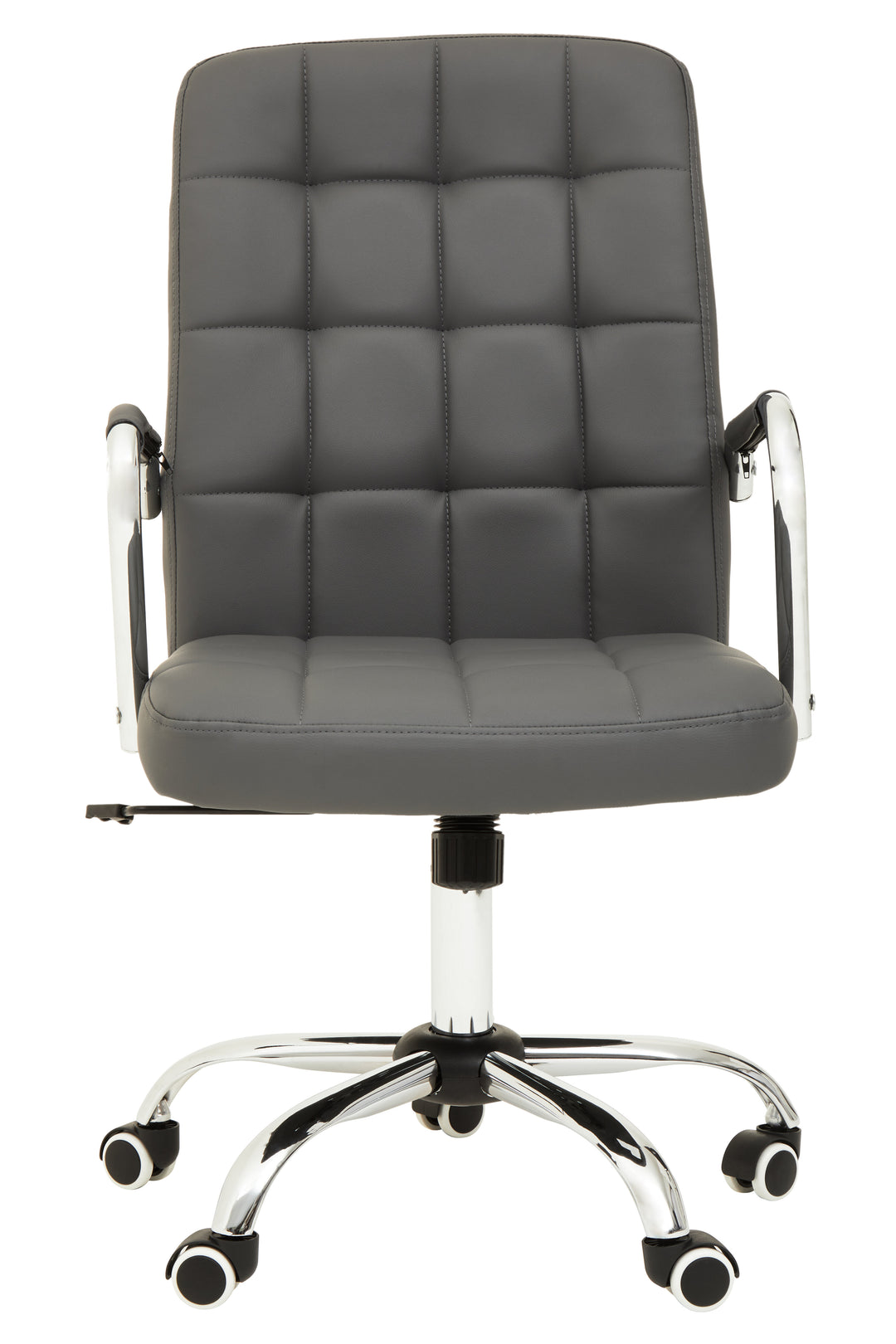 Brent Grey Faux Leather Office Chair with Chrome Detailing