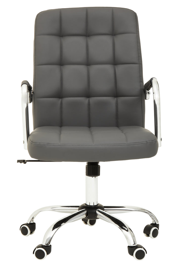 Brent Grey Faux Leather Office Chair with Chrome Detailing