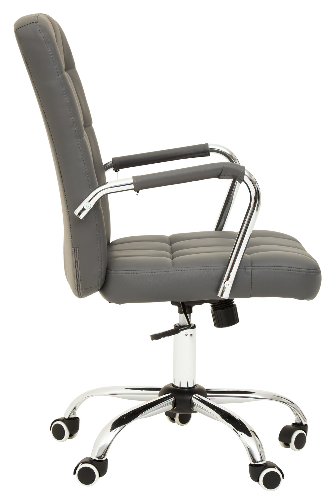 Brent Grey Faux Leather Office Chair with Chrome Detailing