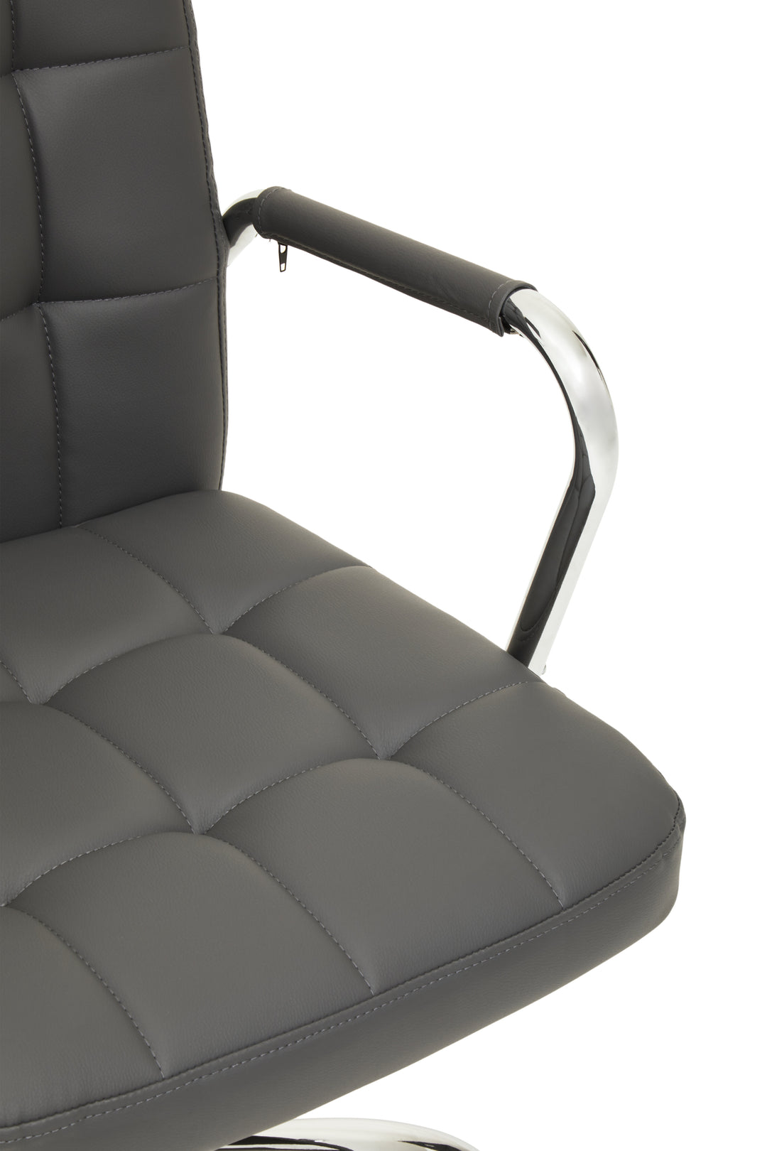 Brent Grey Faux Leather Office Chair with Chrome Detailing