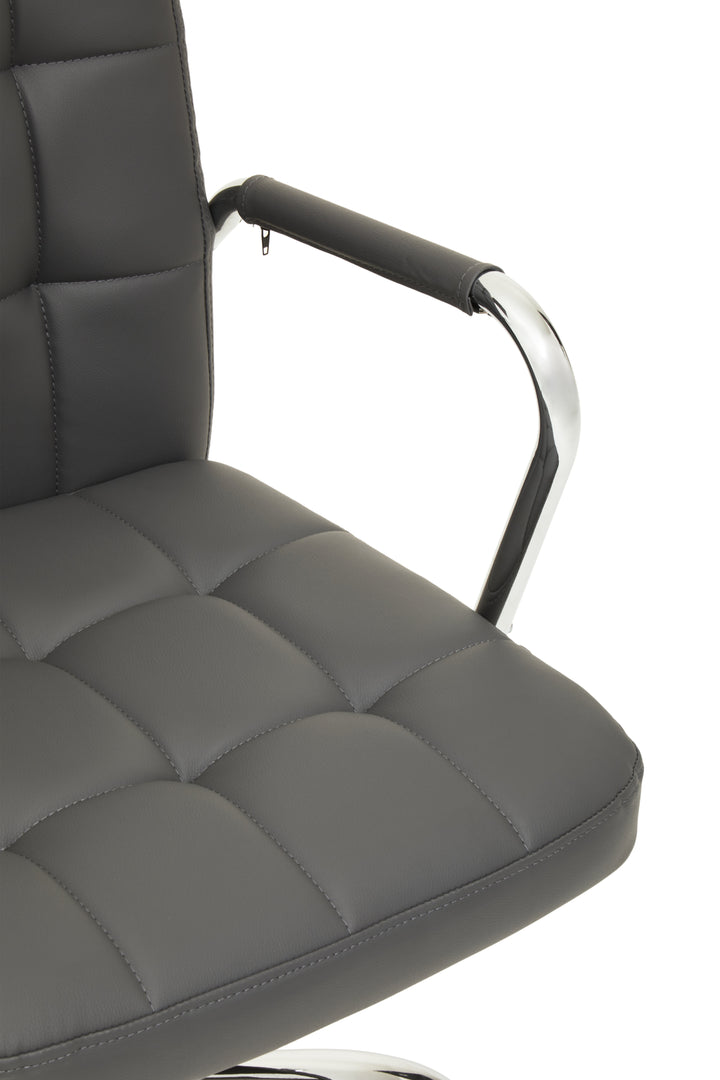 Brent Grey Faux Leather Office Chair with Chrome Detailing