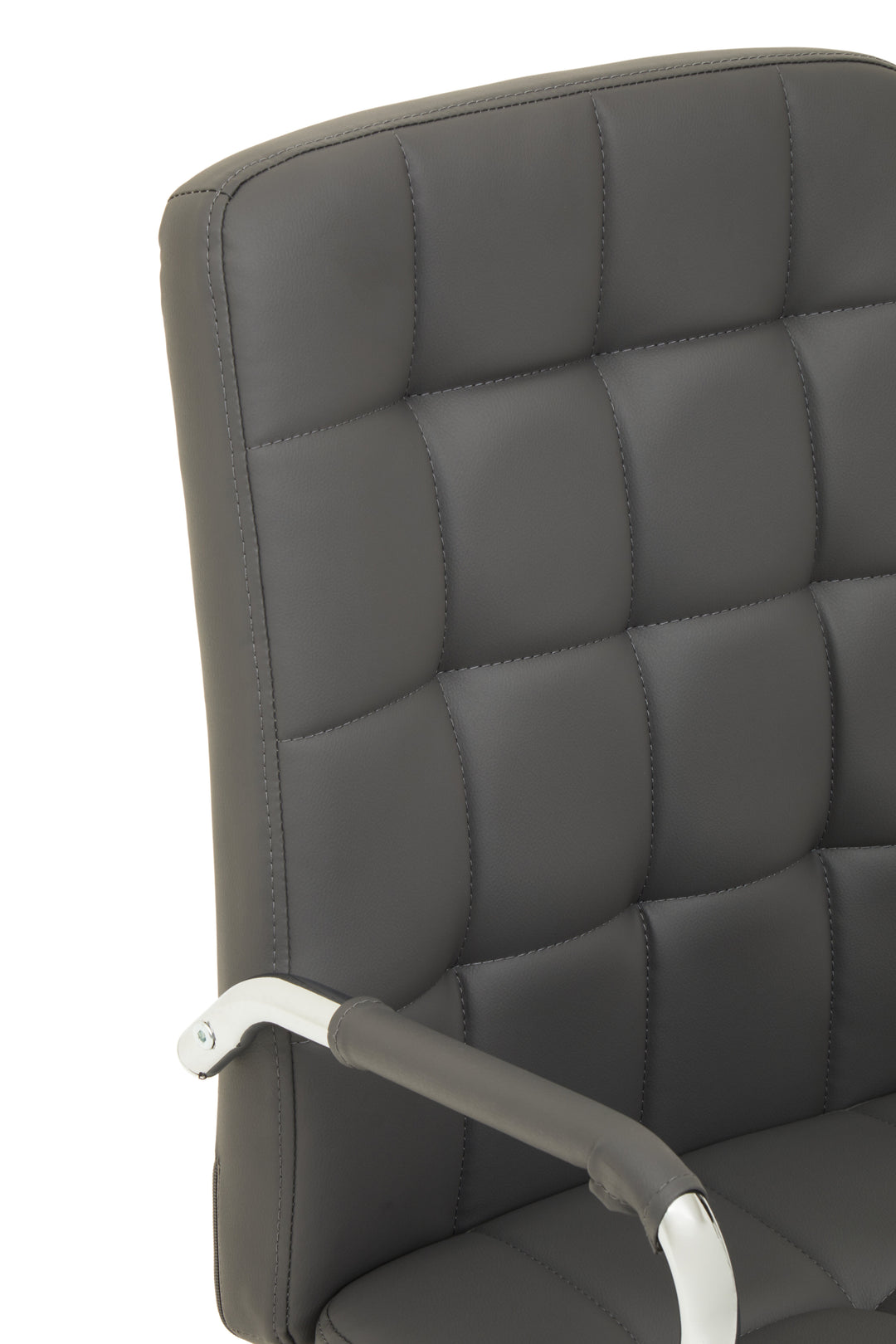 Brent Grey Faux Leather Office Chair with Chrome Detailing