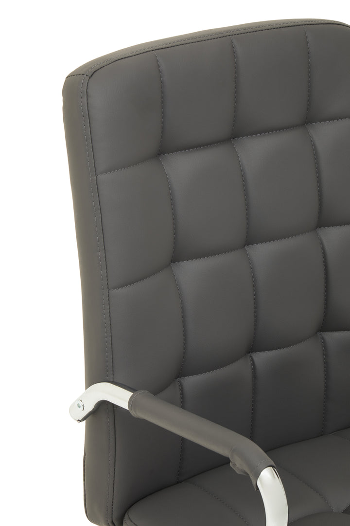 Brent Grey Faux Leather Office Chair with Chrome Detailing
