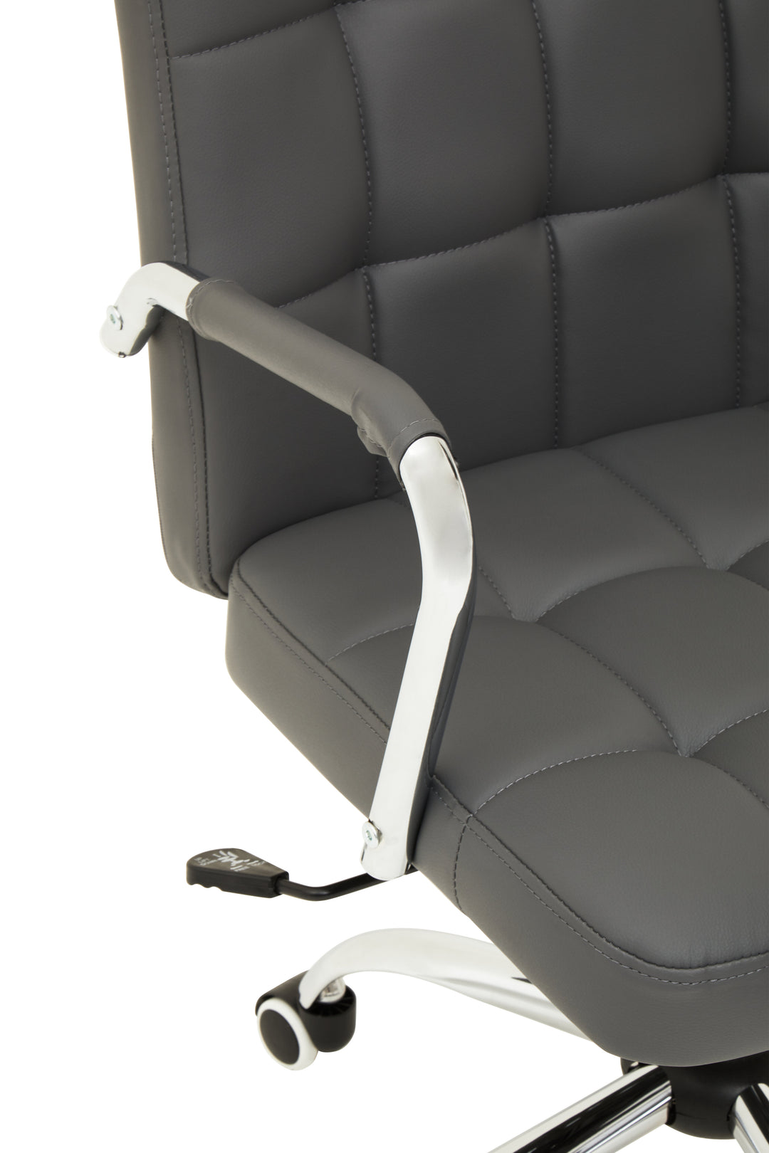 Brent Grey Faux Leather Office Chair with Chrome Detailing
