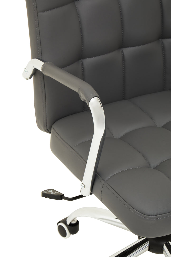 Brent Grey Faux Leather Office Chair with Chrome Detailing