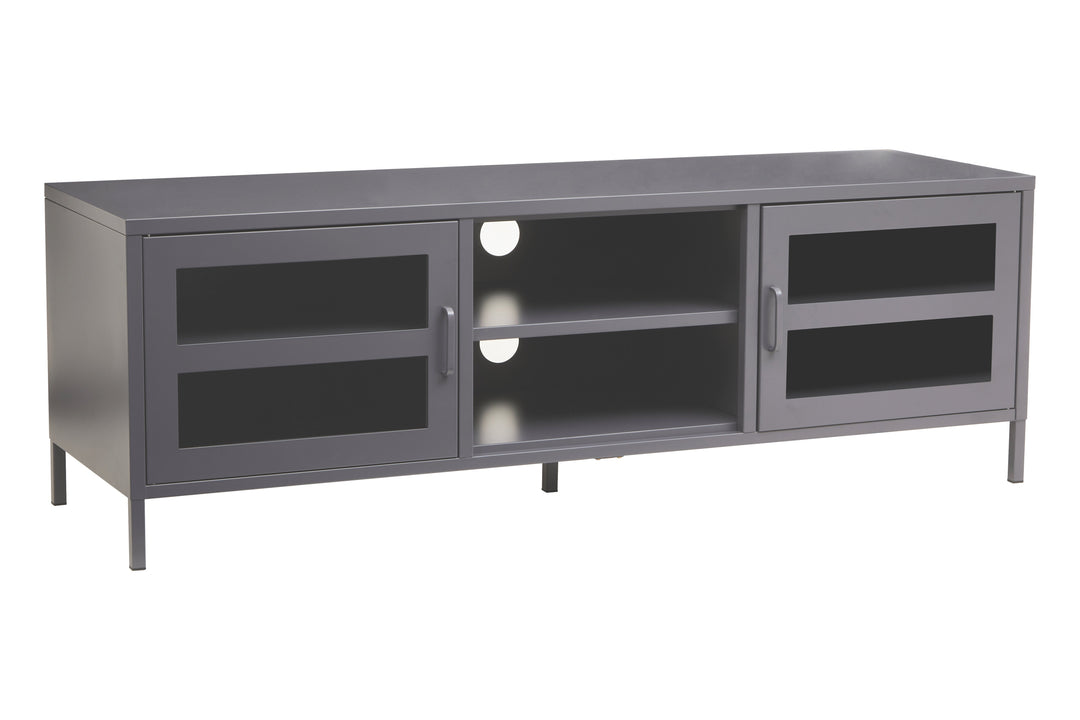 Acier Media Unit in Grey Metal with 2 Doors