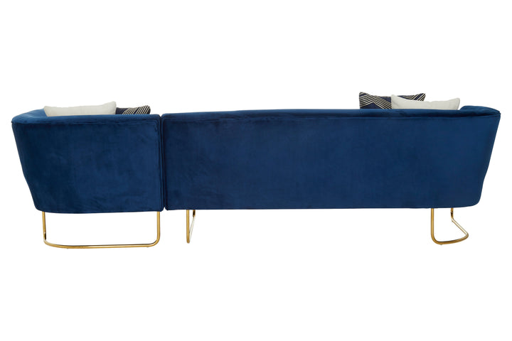 Renee 5 Seater Corner Sofa – Dark Blue Velvet Upholstery