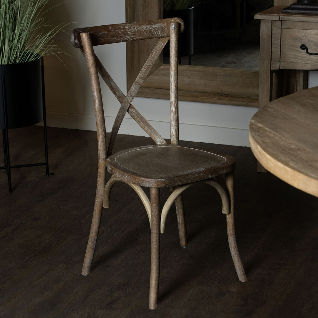Light Oak Cross Back Dining Chair – Rustic Charm with Timeless Appeal