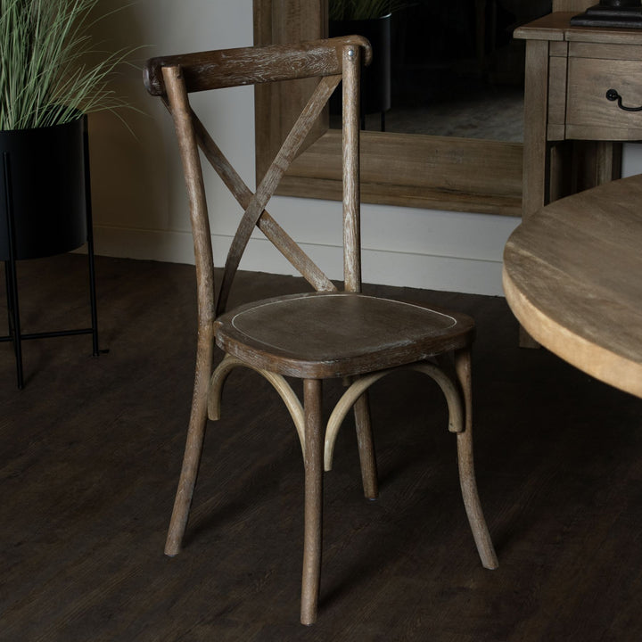 Light Oak Cross Back Dining Chair – Rustic Charm with Timeless Appeal