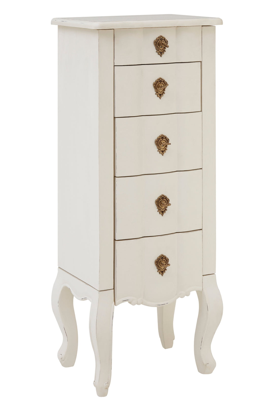 Loire Small Chest in White with 5 Drawers