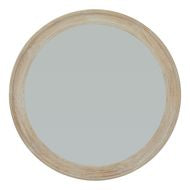 Large Round Washed Wood Framed Mirror