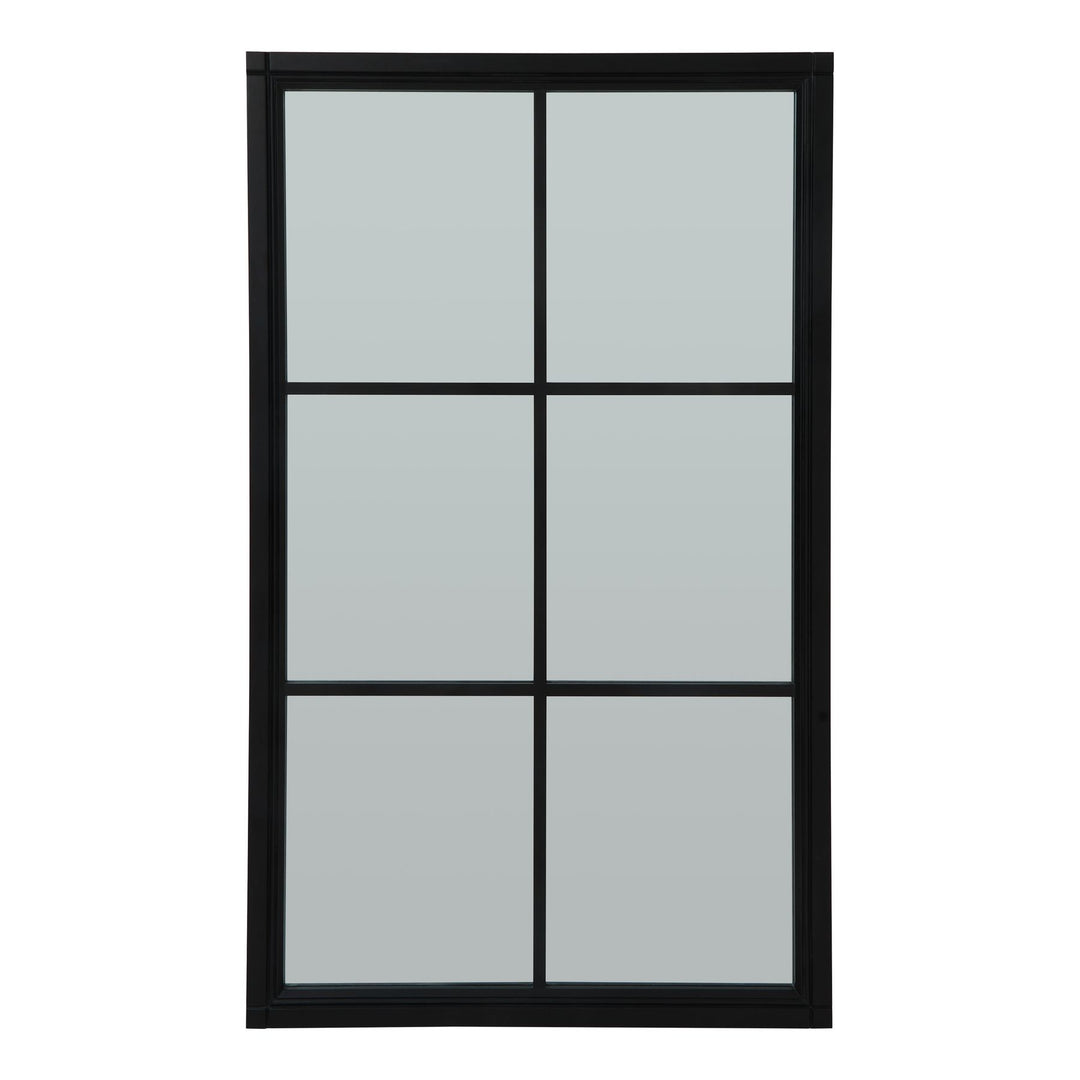 Large Black Wood Window Mirror