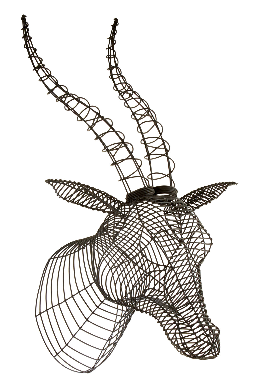 Zania Antelope Head Sculpture in Black Wire Frame
