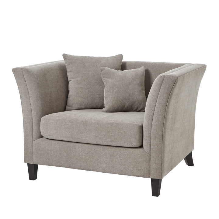 Vesper Taupe Cushion Back Snuggle Chair – Cozy Elegance with Extra Space