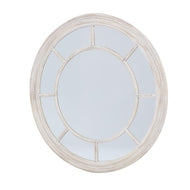 Washed Wood Round Framed Mirror