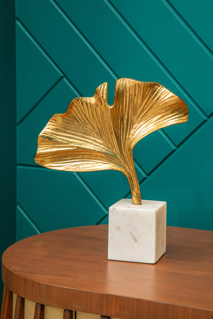 Mirano Ginkgo Sculpture with Gold Finish