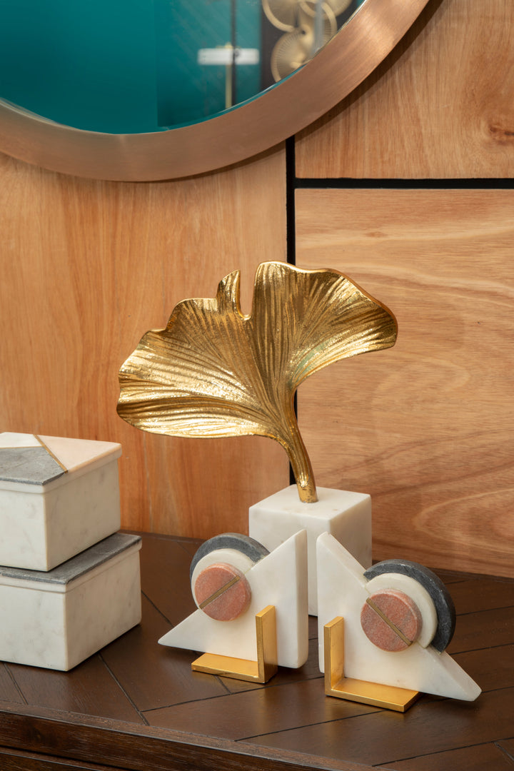 Mirano Ginkgo Sculpture with Gold Finish