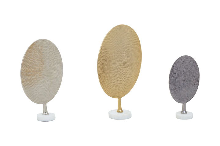 Elias Trio of Gold, Silver & Black Hammered Sculptures
